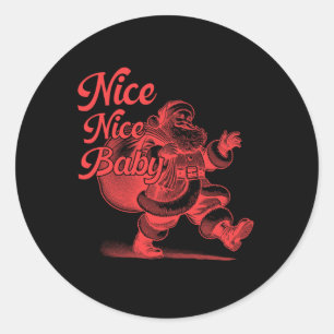 Retro Santa nice Nice Ba  Classic Round Sticker