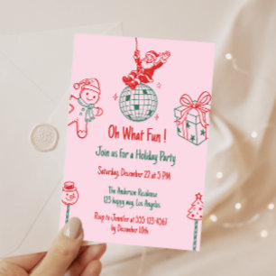 Retro Santa “Oh What Fun” Holiday Christmas Party  Invitation