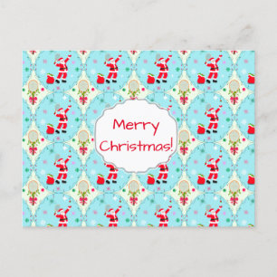 Retro Santa Playing Tennis Ogee Pattern  Holiday P