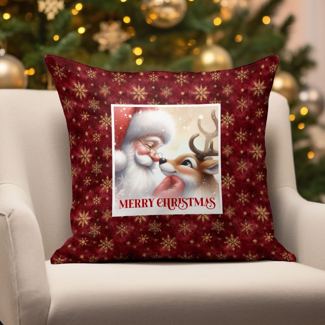 Retro Santa Rudolph Christmas Pillow Cozy Magic  (Retro Santa Rudolph Christmas Pillow Cozy Magic )