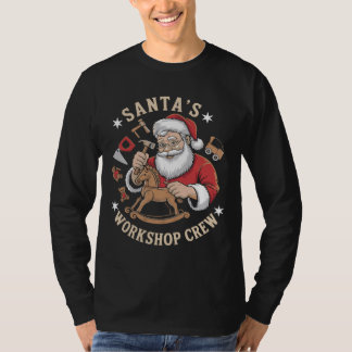 Retro Santa’s Workshop Crew Holiday T-Shirt