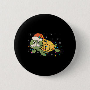 Retro Santa Sea Turtle Christmas Xmas Lights Ocean 6 Cm Round Badge