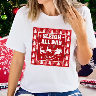 Retro Santa Sleigh All Day Christmas T-Shirt