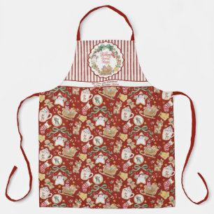 Retro Santa Sleigh Christmas Baking Cookie Grandma Apron
