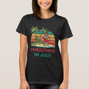 Retro Santa Summer Vacation Christmas In July T-Shirt