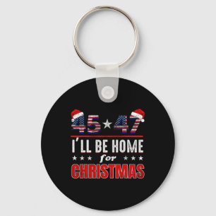 Retro Santa Trump 47th President I'll Be Home For  Key Ring