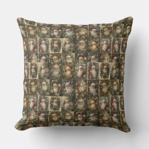 Retro Santa & Victorian Christmas Collage Medium Cushion