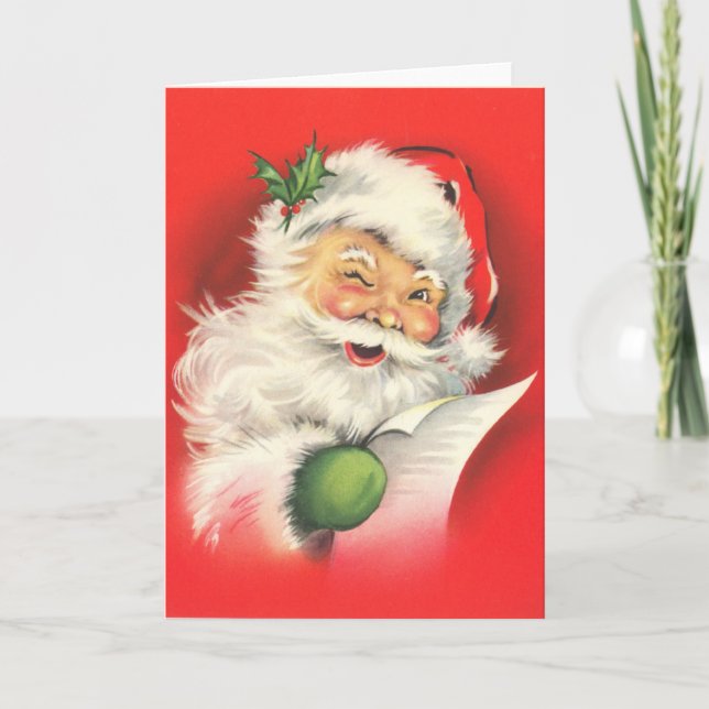 RETRO Santa Vintage Christmas Holiday Card (Front)