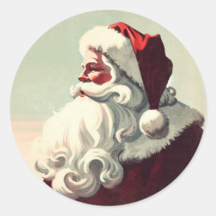 Retro Santa Vintage Illustration Classic Round Sticker