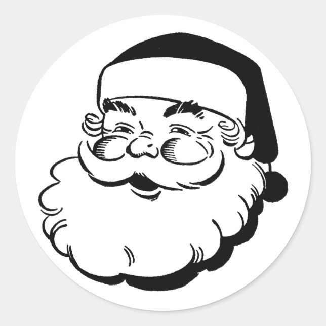 Retro Santa White Classic Round Sticker (Front)