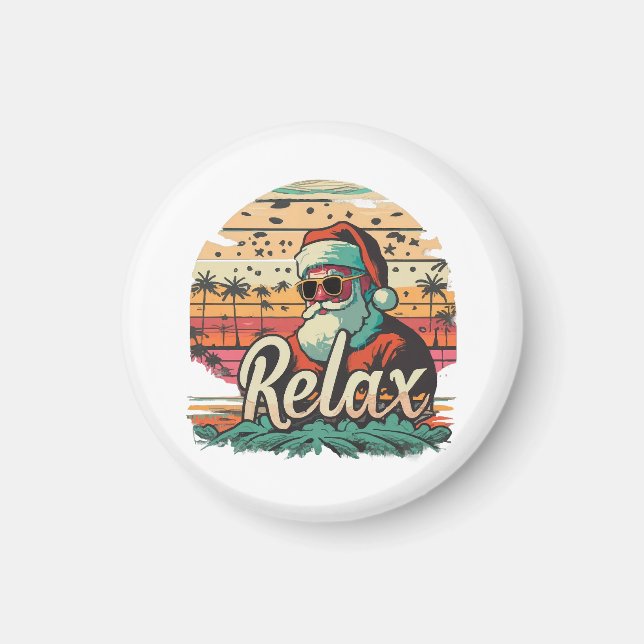 Retro Santa with a title Relax Magnet (Front)