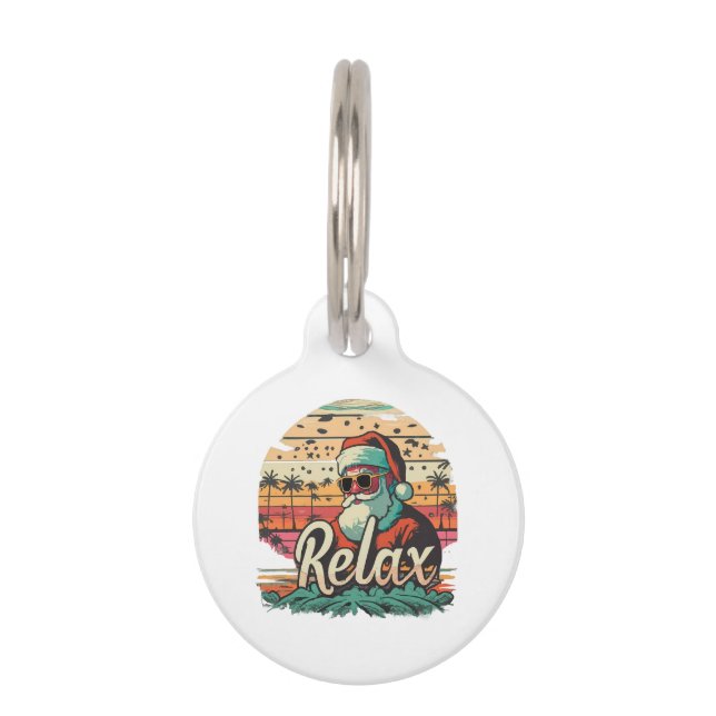 Retro Santa with a title Relax Pet Tag (Front)