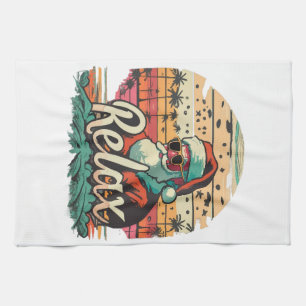 Retro Santa with a title Relax Tea Towel
