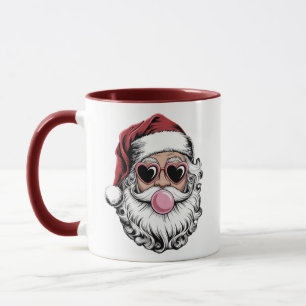 Retro Santa With Glasses Blowing Bubble Christmas  Mug