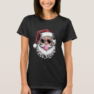 Retro Santa With Glasses Blowing Bubble Christmas  T-Shirt