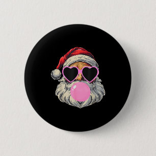Retro Santa With Heart Gles Bubblegum Christmas Gi 6 Cm Round Badge