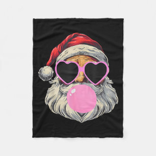 Retro Santa With Heart Gles Bubblegum Christmas Gi Fleece Blanket