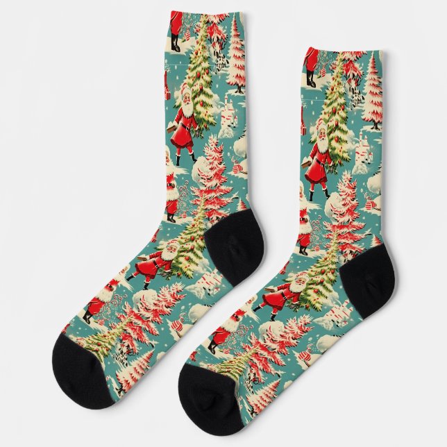 Retro Santa Wonderland 2 Socks (Left)
