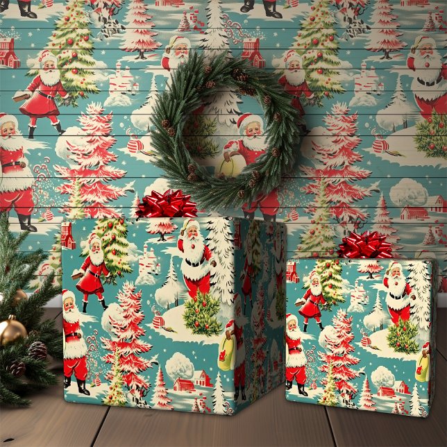 Retro Santa Wonderland 2 Wrapping Paper (Creator Uploaded)