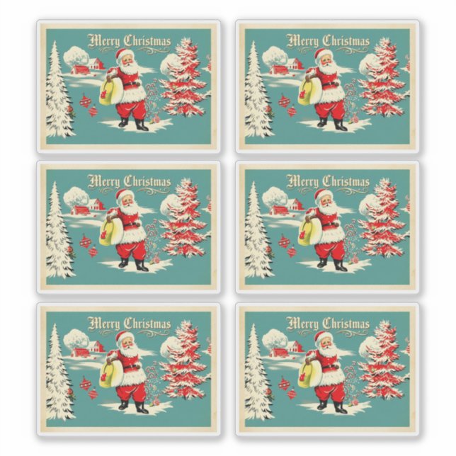 Retro Santa Wonderland Holiday Card (Front)