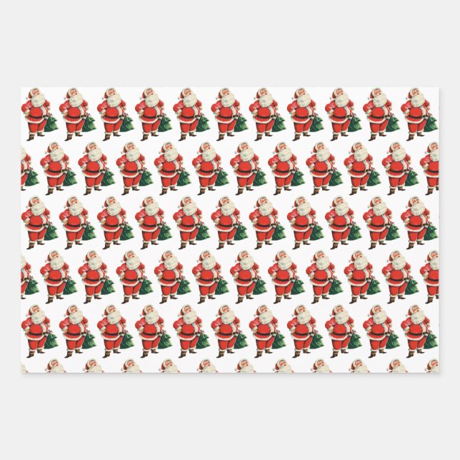 Retro Santa Wrapping Paper Sheet (Front)