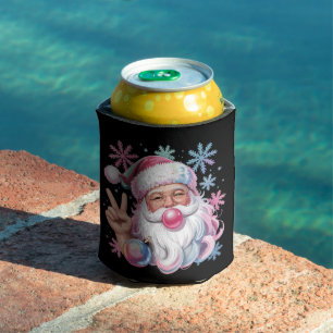 Retro Santa Xmas Pink Sunglasses Bubble Gum Can Cooler