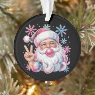 Retro Santa Xmas Pink Sunglasses Bubble Gum Ornament