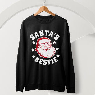 Retro Santa's Bestie Modern Black Men's Christmas Sweatshirt