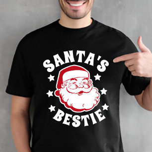 Retro Santa's Bestie Modern Black Men's Christmas T-Shirt