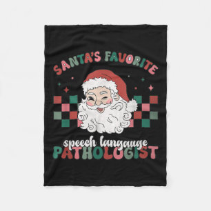 Retro Santa's Favorite Speech Language Christmas S Fleece Blanket