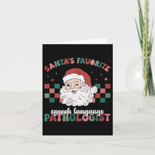 Retro Santa's Favourite Speech Language Christmas  Card (Front)