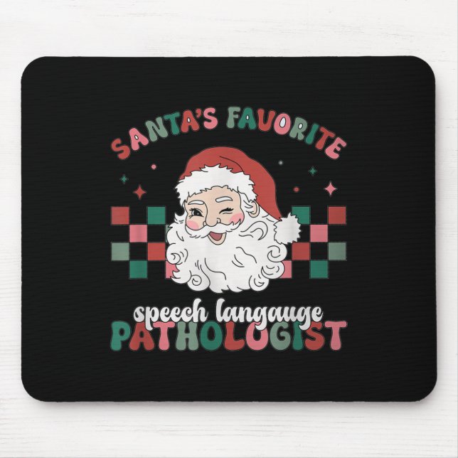 Retro Santa's Favourite Speech Language Christmas  Mouse Pad (Front)