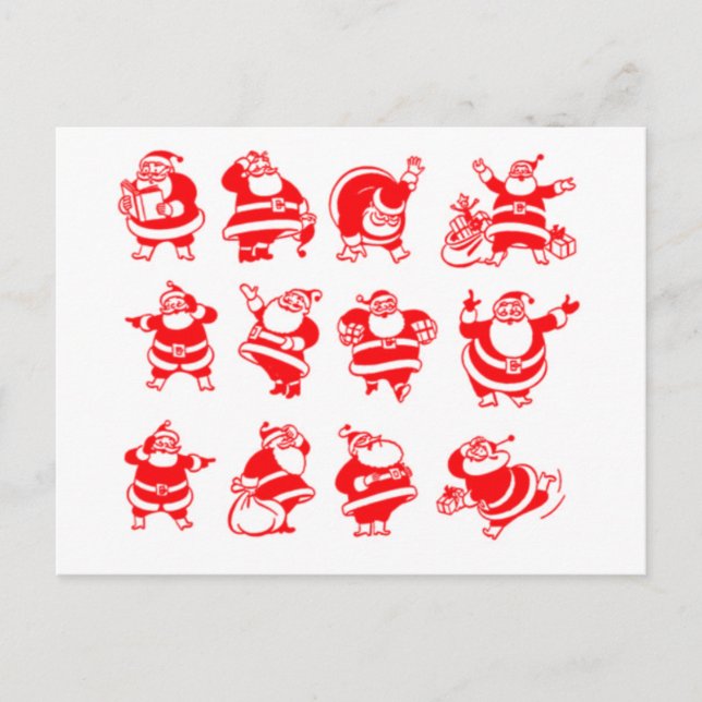 Retro Santas Holiday Postcard (Front)