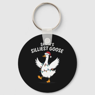 Retro Santa's Silliest Goose Christmas Silly Goose Key Ring