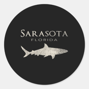 Retro Sarasota Fl Shark  Classic Round Sticker