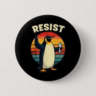 Retro Sarcastic Penguins Resist Tariffs 6 Cm Round Badge