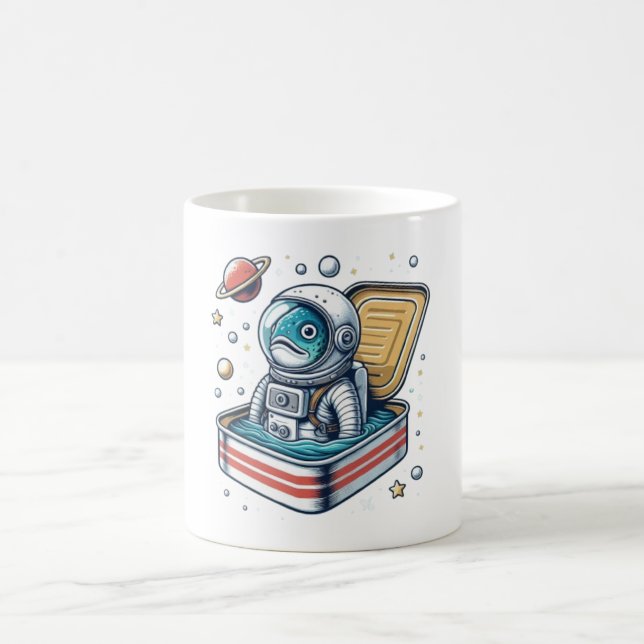  Retro Sardine Astronaut Funny Mug (Center)