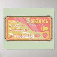 Retro Sardines Poster