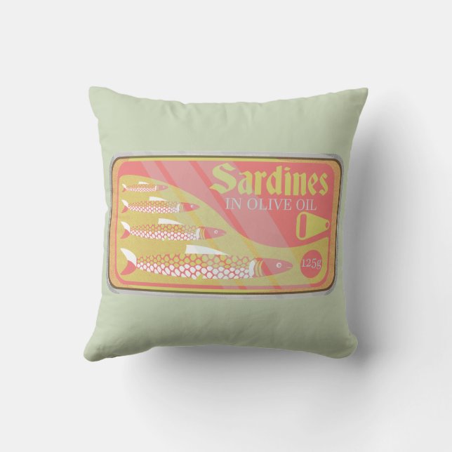 Retro Sardines Poster Cushion (Back)
