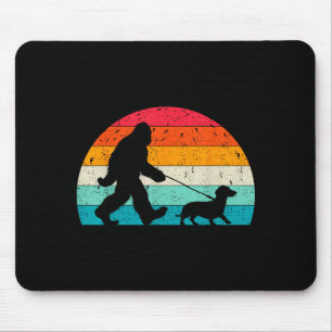 Retro Sasquatch Lover Doxie Wiener Dog Walker Bigf Mouse Pad