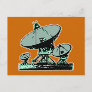 Retro Satellite Dish Graphic Postcard