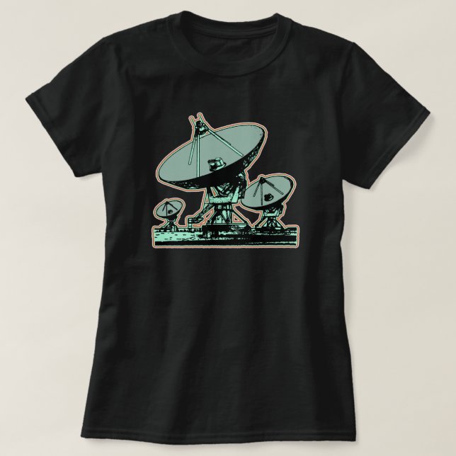 Retro Satellite Dish Graphic T-Shirt (Design Front)