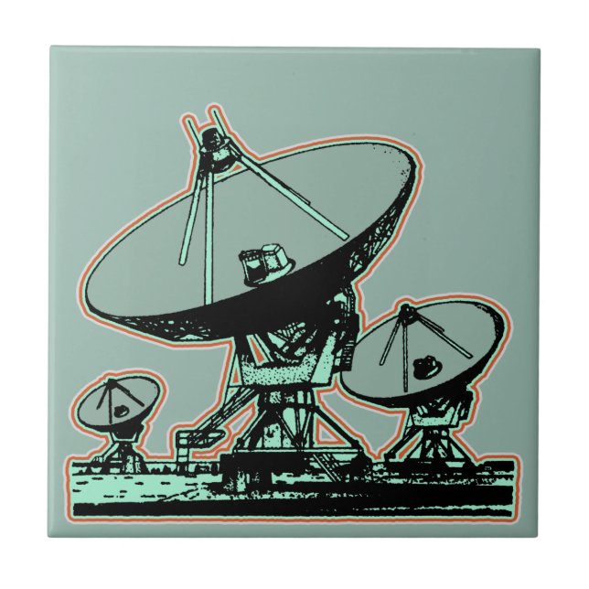 Retro Satellite Dish Graphic Tile (Front)