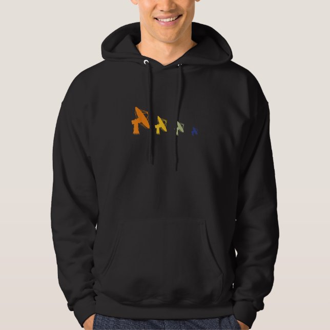 Retro Satellite  Space Rocket  Galaxy Science Hoodie (Front)