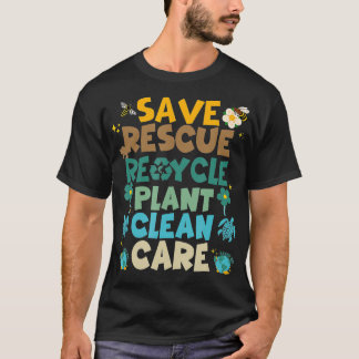 Retro Save Bees Rescue Animals Recycle Fun Earth D T-Shirt