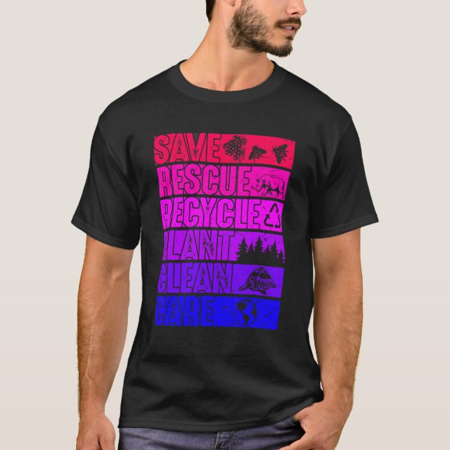 Retro Save Bees Save Earth Day 2022 Environmental  T-Shirt (Front)
