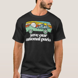 Retro Save Our National Parks Hippie Van Mountain T-Shirt