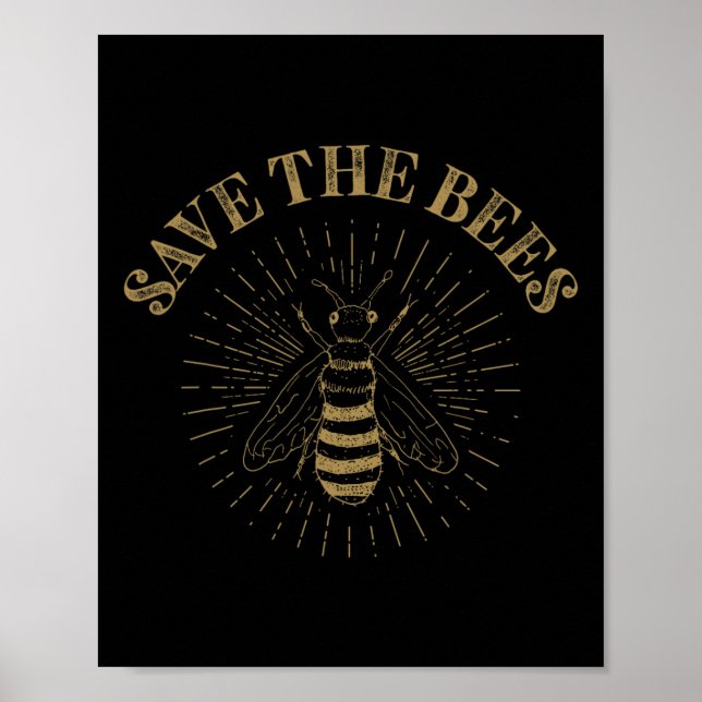 Retro Save The Bees Apiary Bee Beekeeper Earth Day Poster (Front)