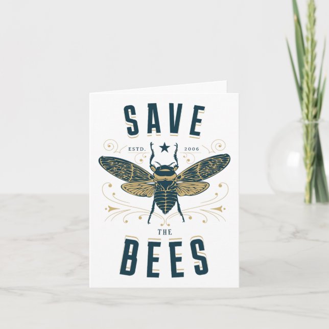 Retro Save The Bees Apiary Shirt Bee Beekeeper Ear Card (Front)