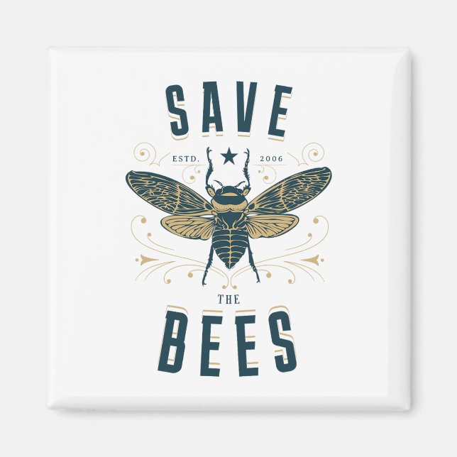 Retro Save The Bees Apiary Shirt Bee Beekeeper Ear Magnet (Front)